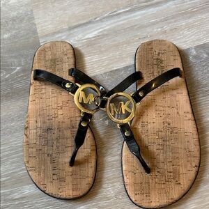 Michael Kors Black and Gold Sandals